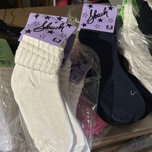 Girl’s White and Blue Slouch Socks